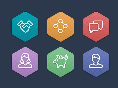Category Icons chat consistent glyph handshake hexagon iconography icons line pig process profile set stroke symbol