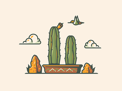 From the Garden cactus desert feature illustrations flower garden hummingbird illustration illustrator plants polinate scene southern web illustration website
