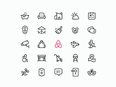 Airbnb Amenities airbnb brand icons cabin hotel house icon design icon designer icon system iconography icons iconset stay travel