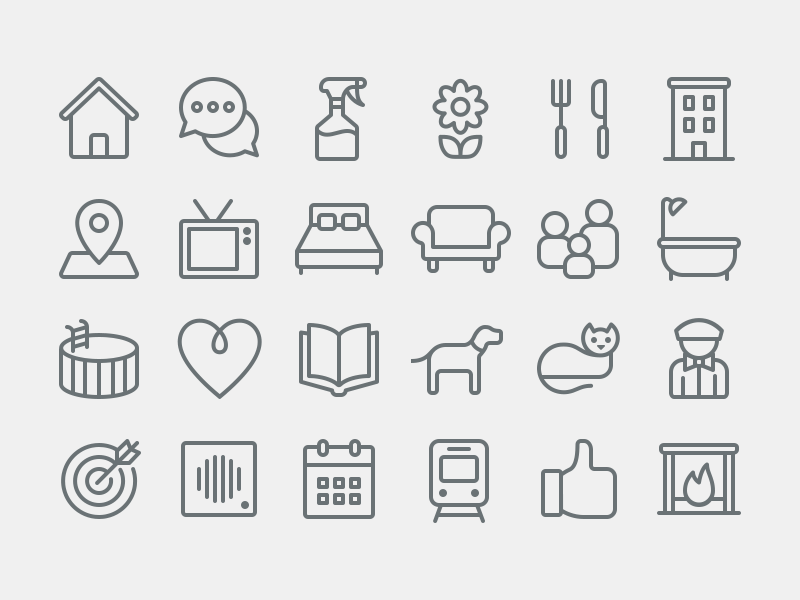 Airbnb Icon Suite airbnb app app icons glyphs icon design icon designer iconography icons set suite symbol ui icons web