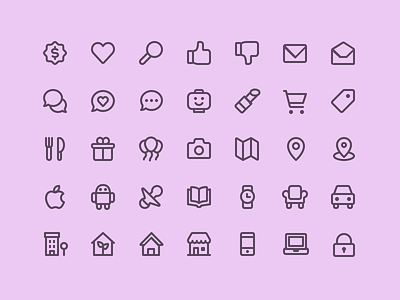 RetailMeNot - Icon Suite app categories custom iconography icons line set suite website