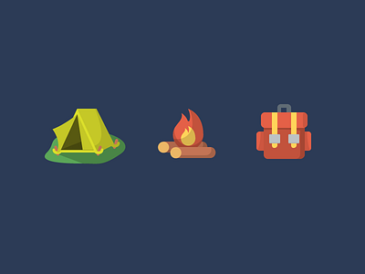 Camping Icons backpack camping design fire iconography icons tent