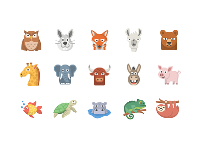 Animal Emoji Set animal emoji flat icon iconography set