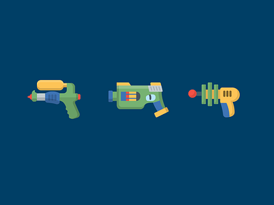 Weaponry gun icons illustration laser nerf water