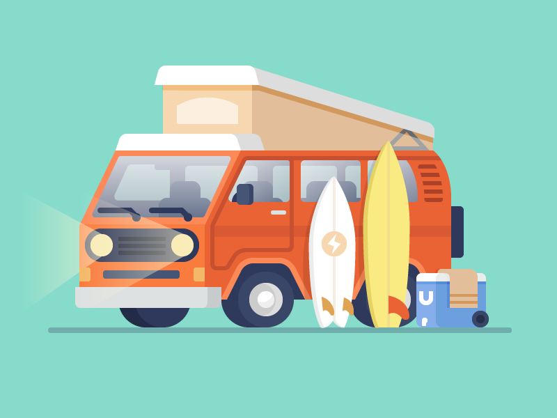 Surf Trip illustration vanagon westfalia explore van trip surf