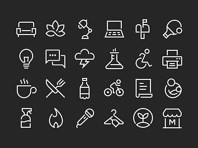 WeWork | Wayfinding Icons glyph icon iconography icons line set stroke