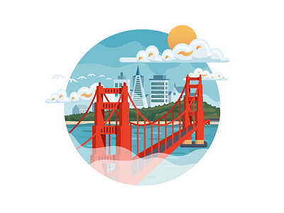 San Francisco badge bridge color flat golden gate illustration illustrator landscape san francisco skyline