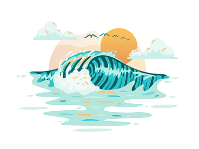 Pipeline | North Shore, Hawaii hawaii illustration landscape ocean pipeline surf surfing wave