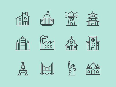 Architecture Icons architecture buildings glyphs iconography icons ios line set stroke symbols
