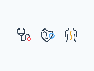 Health Iconography body consistent health heart icons line skin stethoscope