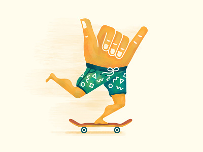 Boom Shakalaka aloha chill cruise good vibes illustration shaka skate skateboard skater surfer