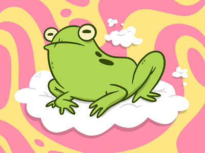 Psychedelic Frog animation blake stevenson cartoon character design cloud concept art cute frog funny futurama hipster illustration jetpacks and rollerskates psychedelic retro ui ux weird