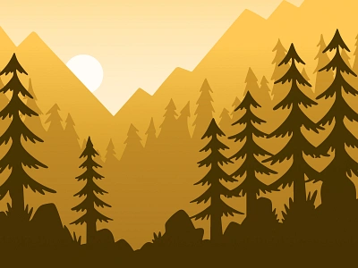 Forest Background Image blake stevenson camping flat flat design flat illustration forest hipster illustration jetpacks and rollerskates mountain parallax retro sun sunset trees ui ux