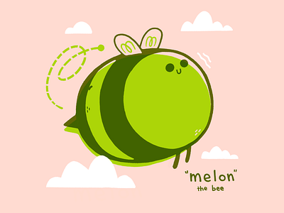 Melon the Bumble Bee bee blake stevenson bug cartoon character design cloud cute flying hipster illustration insect jetpacks and rollerskates kids illustration melon retro