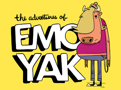 EMO YAK animal blake stevenson cartoon character design cute emo handlettering hipster illustration indie game jeans jetpacks and rollerskates nickelodeon retro title card tshirt typography ui ux yak