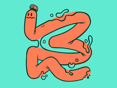 Worm guy exercise. blake stevenson bubble cartoon character design cute hat hipster illustration jetpacks and rollerskates line monoline psychedelic retro slime surreal ui ux weird wip worm