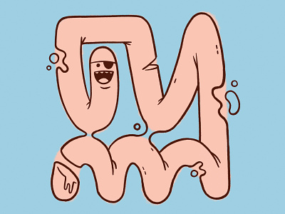 Worm Guy Exercise V3 blake stevenson cartoon character design cute graffiti happy hipster hotdog illustration jetpacks and rollerskates logo pirate retro slime surreal teeth ui ux weird worm