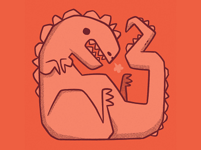Crunched up T-REX animal blake stevenson cartoon character design creature cute dinosaur fossil illustration jetpacks and rollerskates lizard monster retro skateboard teeth trex