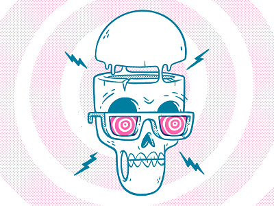 X-Ray Skull 80s blake stevenson cartoon character design cool cute glasses hipster illustration jetpacks and rollerskates lightning lightning logo melting rad retro skull teeth ui ux weird