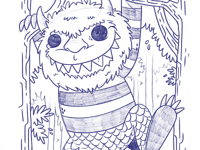 A Wild Thing blake stevenson cartoon character design childrens book cute forest geek hair hipster illustration jetpacks and rollerskates monster popart popculture poster art retro teeth tree where the wild things are wild