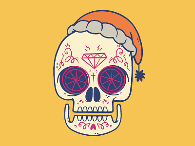 Unused Sugar Skull Design blake stevenson cartoon character design christmas cute day of the dead diamond hipster illustration jetpacks and rollerskates mexican retro skeleton skull sugar skull