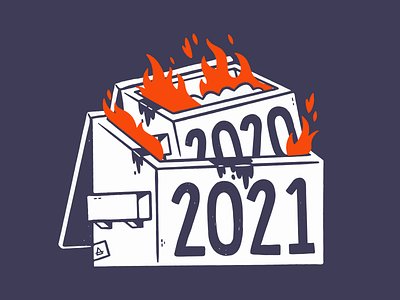 Dumpster Fire 2020/2021 (product drop) 2020 2021 apparel blake stevenson cartoon character design cute dumpster dumpster fire fire illustration jetpacks and rollerskates retro tshirt