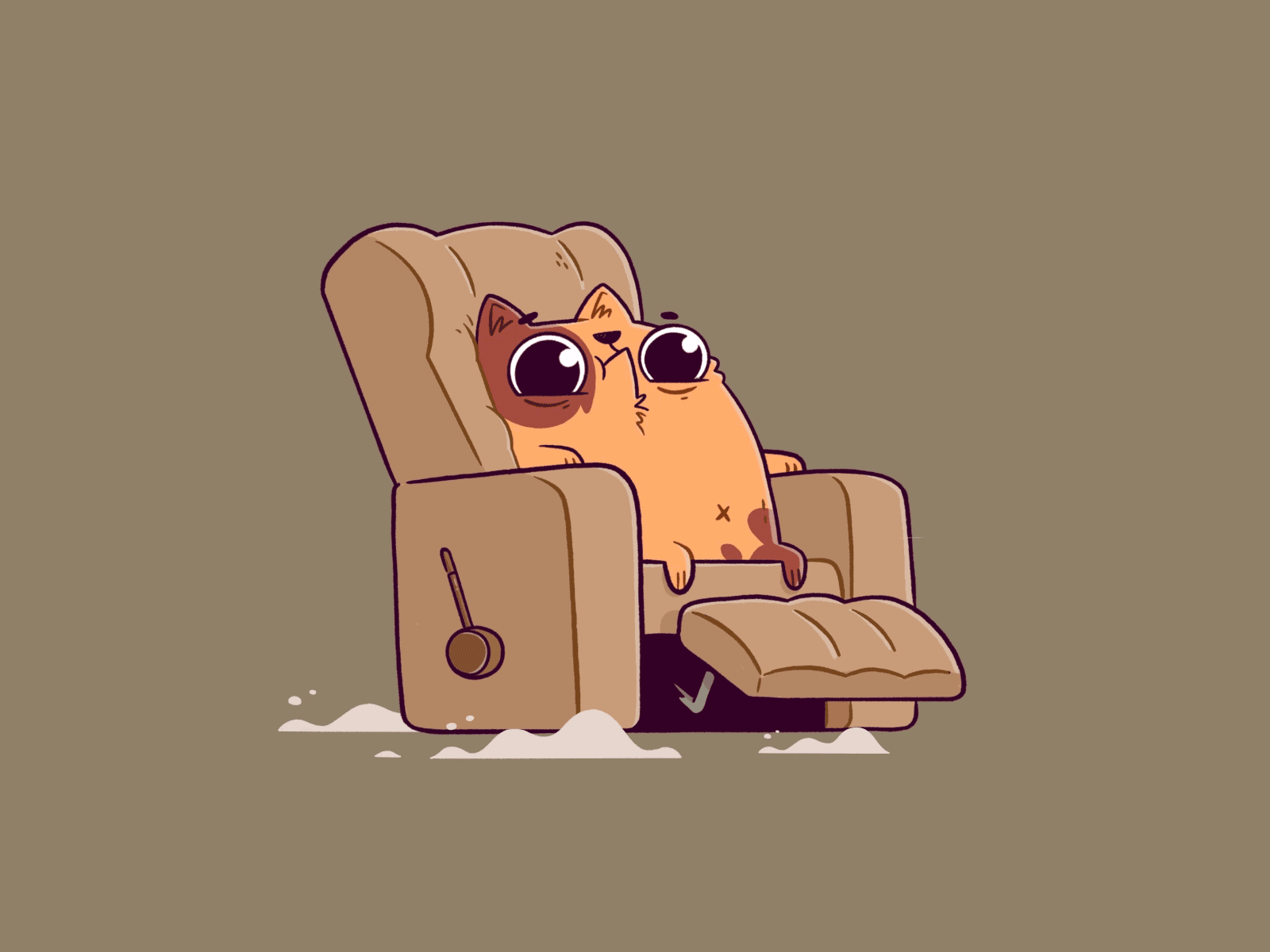 Cute Floof and the Recliner of Doom! 90s animal animation blake stevenson cartoon cat chair character design cute eyes fast hand drawn hipster illustration jetpacks and rollerskates retro silly skateboard smoke speed