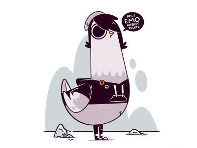 emo pigeon bird blake stevenson buttons cartoon character design converse cute emo eye hair hipster illustration jetpacks and rollerskates pigeon product illustration punk retro skull ui ux