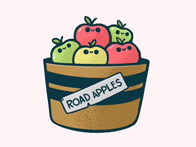 Road Apples 80s apple basket blake stevenson bucket cartoon character design chibi cute donut face hipster icon illustration jetpacks and rollerskates logo retro skull sticker