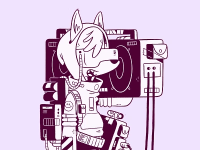 Cyber Punk Fox 80s 90s animal blake stevenson boombox cartoon character design cute cyberpunk design fox illustration jetpacks and rollerskates logo retro ui vector virtual reality vr