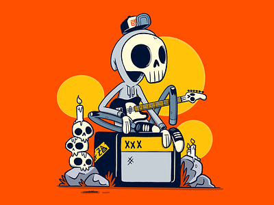 Skull Guitar Player by Jetpacks and Rollerskates on Dribbble