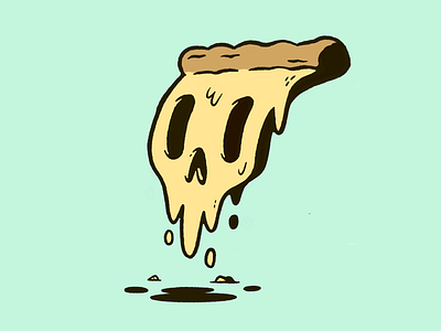 Pizza Skull apparel blake stevenson cartoon character design cute design fast food icon illustration inktober jetpacks and rollerskates logo pizza retro skeleton skull ui