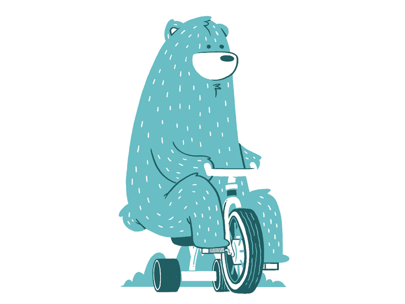Bear on tricycle kitchener toronto furry wip kids baby silkscreen forest tricycle gig poster bear illustration