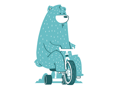 Bear on tricycle baby bear forest furry gig poster illustration kids kitchener silkscreen toronto tricycle wip