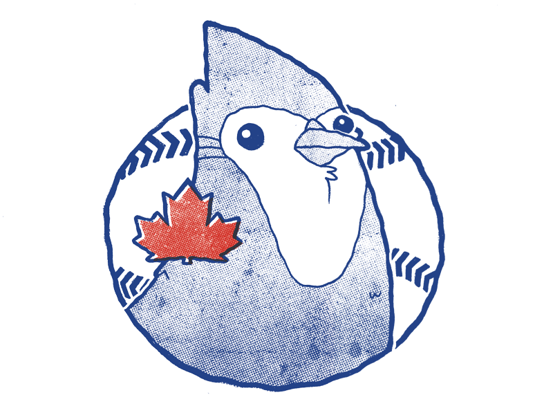 Toronto Blue Jays Alt Logo bird cartoon badge jetpacks and rollerskates logo worn vintage retro baseball blue jays illustration