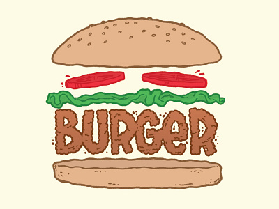 Burger breakdown deconstruction elora fast food food fun gig poster hamburger illustration jetpacks and rollerskates menu playful typography