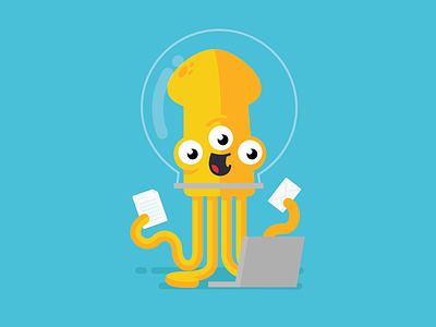 Squid / Alien Character Concept alien animal cartoon character design cute illustration jetpacks and rollerskates kids octopus squid