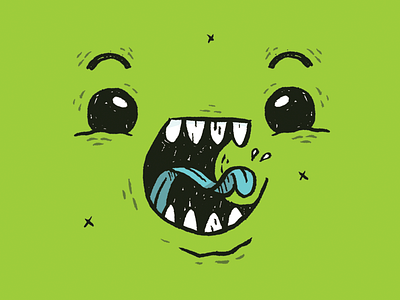 Monster Face cartoon character design creature cute illustration jetpacks and rollerskates monster slime ui yelling