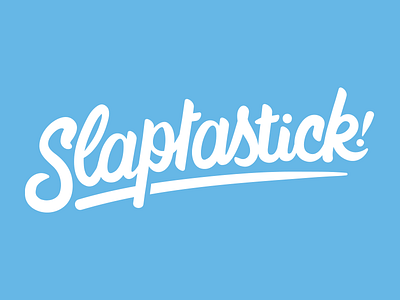 Slaptastick wordmark for Slap Stickers hand lettering illustration jetpacks and rollerskates logo script slap typography wordmark