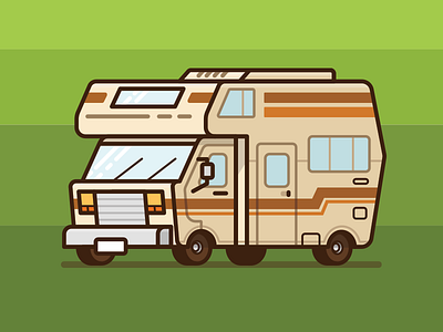 RV Camper 70s 80s camper camper van forest illustration jetpacks and rollerskates retro road trip rv winnebago