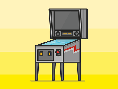Pinball Machine arcade games illustration jetpacks and rollerskates pinball retro technology video games