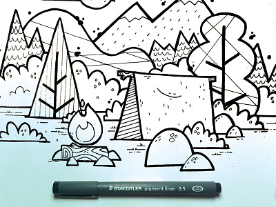 Camping Sketch adventure camping explore forest illustration jetpacks and rollerskates outdoors sketch wilderness