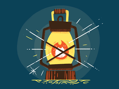 Lantern beer label camping fire hiking hipster illustration jetpacks and rollerskates light print