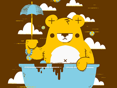 Bear in the Bathtub with an Umbrella adorable balls bathtub bear blake stevenson cute fun illustration jetpacks and rollerskates kids umbrella