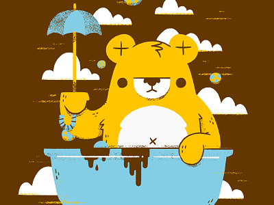 Bear in the Bathtub with an Umbrella