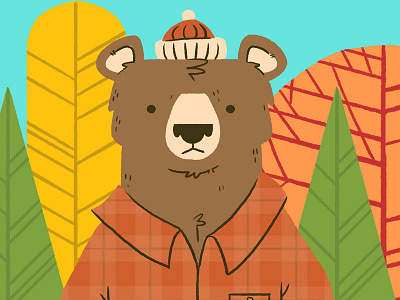 Autumn Logger Bear 80s bear fall flanel forest hat hipster illustration jetpacks and rollerskates lumber jack