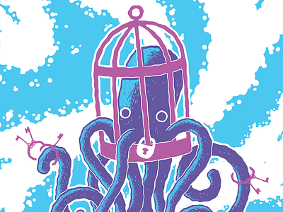 Caged Octopus Print