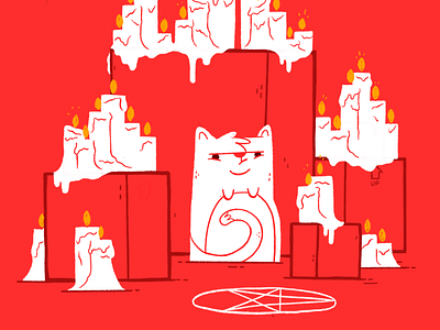 Kitty Cult blake stevenson candles cat cult cute evil illustration jetpacks and rollerskates jetpacksandrollerskates occult