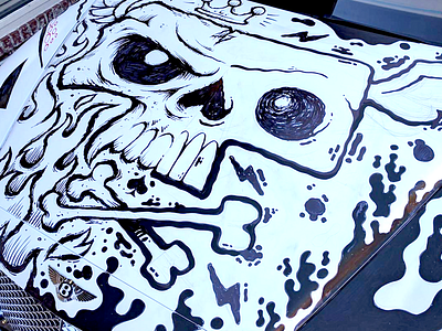 Drawing a skull on a Bentley
