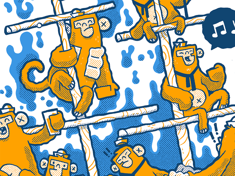 Monkeys on a pirate ship? boat singing blake stevenson jetpacks and rollerskates character design pirates cute monkeys illustration